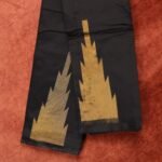 Black Saree with Bold Golden Zari Temple Border Design