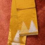 Mustard Yellow Saree with Silver Zari Temple Border Design