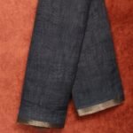 Charcoal Black Saree with Subtle Texture & Golden Zari Border
