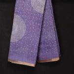 Lavender Purple Saree with White Geometric Motifs & Golden Zari Border