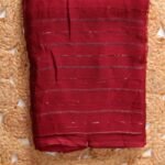 Wine Red Saree with Silver Woven Stripes & Subtle Sequin Detailing