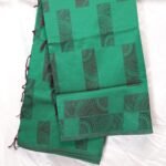 Emerald Green Saree with Paisley Block Print & Tassel Detailing