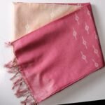 Rose Pink Saree with Peach Pallu, Silver Motifs & Tassel Detailing