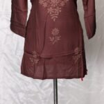 Maroon Embroidered Kurti with Floral Neck Design