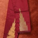 Wine Red Saree with Golden Zari Temple Border Design