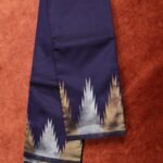 Navy Blue Saree with Gold & Silver Zari Temple Border Design