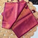 Wine Magenta Saree with Antique Gold Zari Woven Floral Design & Tassel Pallu