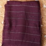 Wine Purple Saree with Subtle Silver Sequin Stripe Design