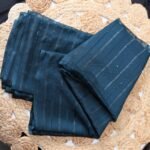 Navy Blue Saree with Silver Stripes & Subtle Sequin Detailing