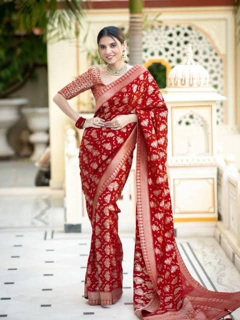 images Red Saree - Image 1
