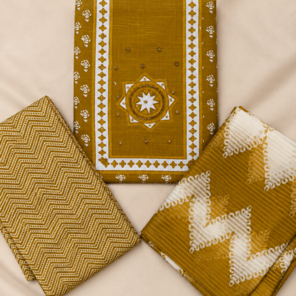 mustard yellow floral printed kurti with cream geometric pants and matching printed dupatta – Naayika Online