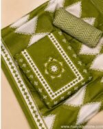Olive Green Printed Kurti, Pant & Dupatta Set - Image 3